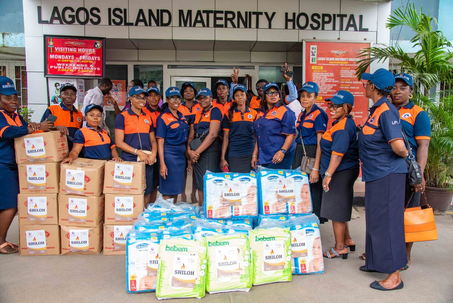 Daughters of Zion team at Lagos Island Maternity Hospital with donated supplies